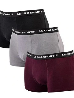 Le Coq Sportif pánske boxerky 3PAK black grey burgundy