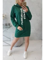 Oversize šaty s kapucňou tmavo zelené