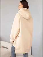 Dámska mikina oversize z bavlny s kapucňou a vreckom, béžová Dámska mikina oversize z bavlny s kapucňou a vreckom, béžová