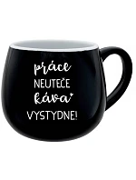 PRÁCA NEVYHOVUJE, KÁVA VÝBORNÁ! - čierny keramický hrnček 300 ml