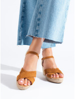 Trendy sandále dámske hnedé na kline