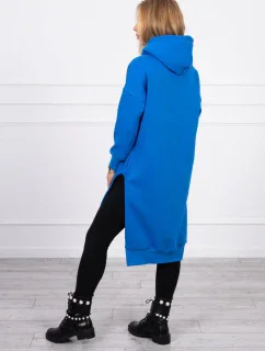 Zateplená blúzka s bočnými rázporkami nevädzovo modrá