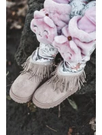 Ocieplane Botki Śniegowce Dziecięce Z Ozdobnymi Frędzlami Beżowe Nimia