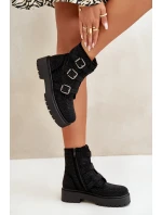 Ocieplane Botki Damskie Ze Zdobieniem Czarne Ciascia