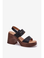 Sandały Damskie Na Masywnym Obcasie I Platformie Vinceza 17387 Czarne