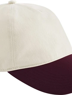 Beechfield B 67 5-panelová kontrastná čiapka 53.0067 prírodná/bordová