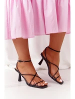 Sandały Na Szpilce Z Kwadratowym Noskiem S.Barski C420-11 Czarne