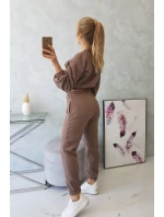 Zateplený set s krátkou mikinou mocca