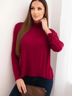 Dámska viskózna blúzka s rolákom a dlhými rukávmi slivka