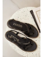 Skórzane Płaskie Sandały Z Przeplatającymi Się Paseczkami Zazoo 40429 Czarne Skórzane Płaskie Sandały Z Przeplatającymi Się Paseczkami Zazoo 40429 Czarne