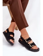 Sandały Damskie Z Klamrami Czarne Seladith
