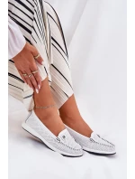 Skórzane Mokasyny Damskie S.Barski LR51-673 Białe