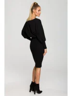 M690 Kombinované pletené šaty - čierne