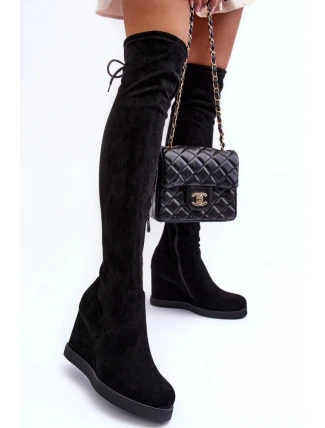 Čižmy na klinovom podpätku NS362P čierne - Step in style