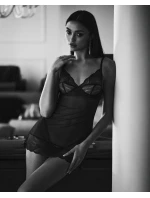 Dámska zvodná košieľka Nightly Blue Chemise tmavomodrá - Obsessive