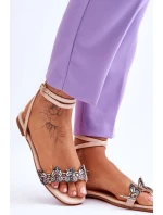 Damskie Sandały Z Ozdobnymi Motylami Beżowe Jeane