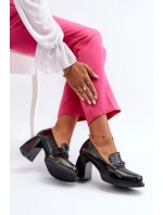 Lakierowane Czółenka Na Masywnym Obcasie Czarne Terimene