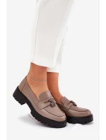 Skórzane Mokasyny Damskie Z Przypinką Miś Vinceza 18109 Beżowe