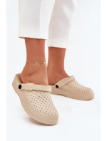 Piankowe Klapki Chodaki Damskie Beżowe Faylina