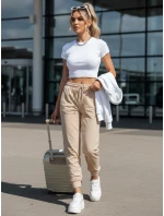 Dámske svetlé broskyňové velúrové tepláky FashionStreet UY2840 Dámske svetlé broskyňové velúrové tepláky FashionStreet UY2840
