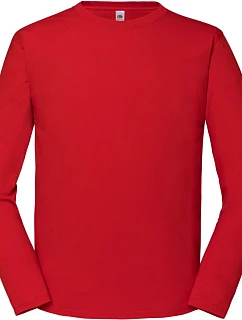 Fruit of the Loom Iconic 195 LSL Pánske tričko z hrubej bavlny s dlhým rukávom 16.1360 červené