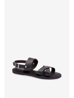 Płaskie Sandały Damskie Z Eko Skóry Czarne Kalira