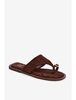 Dámské ploché žabky s ozdobným detailem Čokoládové Fedira