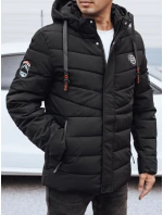 Pánska prešívaná zimná bunda s kapucňou čierna FashionStreet TX5059
