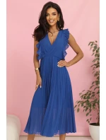 315-8 EMILY plisované šaty s volánmi a výstrihom - farba CHABRIEL