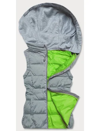 Šedo-limetková dámska vesta s látkovou kapucňou (DW-21604) Šedo-limetková dámska vesta s látkovou kapucňou (DW-21604)