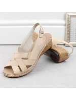 Pohodlné kožené sandále Rieker W RKR682 beige Pohodlné kožené sandále Rieker W RKR682 beige