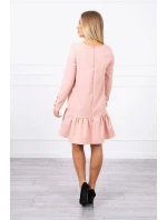 Šaty s volánom tmavo púdrovo ružové