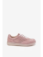 Kožené semišové dámské tenisky s dírkami Růžové Almora