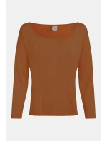 Dámsky pyžamový top L/S CURVE NECK 000QS7006E GCU karamelová - Calvin Klein Dámsky pyžamový top L/S CURVE NECK 000QS7006E GCU karamelová - Calvin Klein