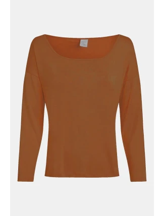 Dámsky pyžamový top L/S CURVE NECK 000QS7006E GCU karamelová - Calvin Klein Dámsky pyžamový top L/S CURVE NECK 000QS7006E GCU karamelová - Calvin Klein