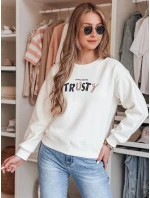 Dámska nadrozmerná mikina s výšivkou SOFTRUS ecru FashionStreet BY1411 Dámska nadrozmerná mikina s výšivkou SOFTRUS ecru FashionStreet BY1411