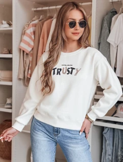 Dámska nadrozmerná mikina s výšivkou SOFTRUS ecru FashionStreet BY1411