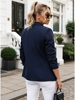 Dámske klasické sako s volánovými rukávmi tmavomodré FashionStreet PY0139 Dámske klasické sako s volánovými rukávmi tmavomodré FashionStreet PY0139