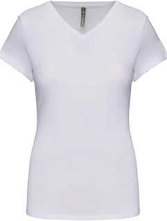 Kariban K 3015 Dámske elastické tričko s výstrihom do V 20.3015 biele
