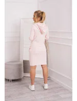 Šaty s kapucňou a vreckami púdrovo ružové