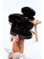 Dziecięce Młodzieżowe Ocieplane Botki Śniegowce Czarne Roofy