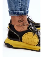 Damskie Buty Sportowe Skórzane Maciejka 06295-01 Czarno-Żółte Damskie Buty Sportowe Skórzane Maciejka 06295-01 Czarno-Żółte