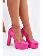 Lakierowane Czółenka Na Wysokim Słupku I Platformie Różowe Nianka