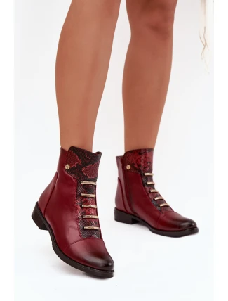 Dámske členkové topánky ASA62-16 Bordeaux s čiernou - Jezzi
