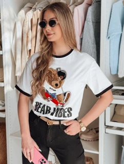 Dámske nadrozmerné tričko s výšivkou medvedíka MISIONISTA white FashionStreet RY2852