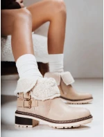 Dámske čižmy z ovčej kože béžové FashionStreet ZY1249