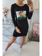 Šaty s potlačou lásky čiernej
