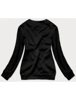 Čierna dámska tepláková mikina so sťahovacími lemami (W01-3)