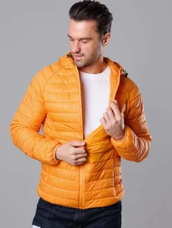Pánska prešívaná bunda s kapucňou žltá (HM112-62)