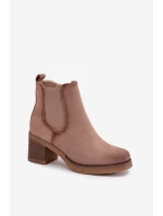 Botki Sztyblety Damskie Na Obcasie Ocieplane Beżowe Zelia